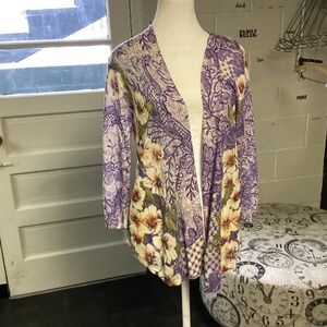 CHICO’ s.  Sweater SZ Small size 1 purple flowers.